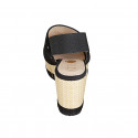 Sandalo da donna in camoscio color nero con borchie ed elastico zeppa 7 - Misure disponibili: 34, 42, 43, 44, 45, 46