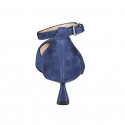 Scarpa aperta a punta da donna con cinturino in camoscio blu e azzurro tacco 6 - Misure disponibili: 42, 43