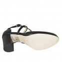 Zapato abierto para mujer con cinturon cruzado en piel negra tacon 8 - Tallas disponibles:  32, 33, 43, 44