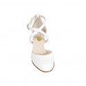 Zapato abierto para mujer con cinturon cruzado en piel blanca tacon 8 - Tallas disponibles:  32, 33, 43, 44, 45