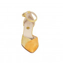 Chaussure ouverte à bout pointu pour femmes avec courroie en daim jaune et orange talon 6 - Pointures disponibles:  33, 42, 43, 44, 45, 46
