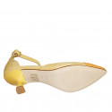 Zapato abierto puntiagudo con cinturon para mujer en gamuza amarilla y anaranjada tacon 6 - Tallas disponibles:  33, 42, 43, 44, 45, 46