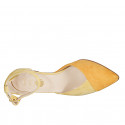 Woman's pointy open shoe with strap in yellow and orange suede heel 6 - Available sizes:  33, 42, 43, 44, 45, 46
