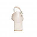 Woman's open shoe with rounded tip and strap in light beige leather heel 6 - Available sizes:  43, 44, 46