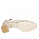 Woman's open shoe with rounded tip and strap in light beige leather heel 6 - Available sizes:  43, 44, 46