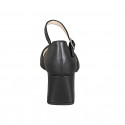 Woman's open shoe with rounded tip and strap in black leather heel 6 - Available sizes:  44