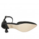 Zapato abierto puntiagudo con cinturon para mujer en piel negra tacon 6 - Tallas disponibles:  33, 34, 42, 43, 44, 45