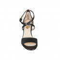 Chaussure ouverte pour femmes en cuir noir avec courroie croisé talon 8 - Pointures disponibles:  34, 43