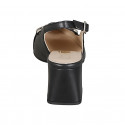 Decolté aperta dietro a punta da donna in pelle nera con accessorio argento tacco 6 - Misure disponibili: 32, 33, 34, 42, 43, 44, 46