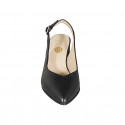 Woman's pointy slingback pump in black leather heel 6 - Available sizes:  44