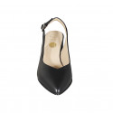 Zapato destalonado a punta para mujer en piel negra tacon 6 - Tallas disponibles:  32, 34, 44, 45