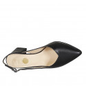 Woman's pointy slingback pump in black leather heel 6 - Available sizes:  44