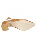 Zapato destalonado a punta para mujer en gamuza color cognac con accesorio dorado tacon 6 - Tallas disponibles:  42, 44, 45, 46