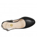 Zapato destalonado a punta redonda para mujer en piel negra tacon 8 - Tallas disponibles:  32, 33, 34, 42, 43, 44, 45, 46