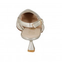 Chaussure ouverte au talon à bout pointu pour femmes en tissu et cuir laminé platine talon 6 - Pointures disponibles:  32