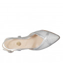 Woman's pointy slingback pump in silver laminated fabric and leather heel 6 - Available sizes:  32, 33, 34, 44, 45, 46
