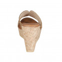 Woman's mules in bronze rope fabric with rhinestones, platform and wedge heel 9 - Available sizes:  42, 45