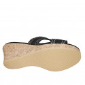 Woman's mules in black rope fabric with rhinestones, platform and wedge heel 7 - Available sizes:  33, 42, 43