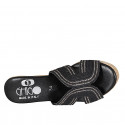 Woman's mules in black rope fabric with rhinestones, platform and wedge heel 7 - Available sizes:  33, 42, 43