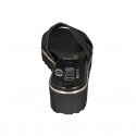 Woman's mules in black rope fabric with rhinestones and wedge heel 4 - Available sizes:  43, 44, 45
