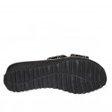 Woman's mules in black rope fabric with rhinestones and wedge heel 4 - Available sizes:  43, 44, 45
