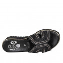 Woman's mules in black rope fabric with rhinestones and wedge heel 4 - Available sizes:  43, 44, 45