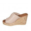 Mule pour femmes en cuir rose clair avec plateforme et talon compensé 9 - Pointures disponibles:  33, 42, 43, 44
