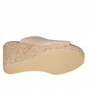 Mule pour femmes en cuir rose clair avec plateforme et talon compensé 9 - Pointures disponibles:  33, 42, 43, 44