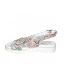 Woman's sandal in silver laminated and mosaic printed leather wedge heel 3 - Available sizes:  33, 42, 43, 44, 45