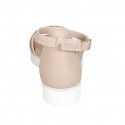 Woman's open shoe with strap and rhinestones in rose leather wedge heel 3 - Available sizes:  42, 43, 44