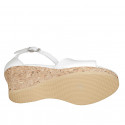 Woman's open shoe with strap and platform in white leather wedge heel 7 - Available sizes:  42, 43
