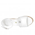 Woman's open shoe with strap and platform in white leather wedge heel 7 - Available sizes:  42, 43