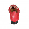 Woman's mocassin in red leather with accessory heel 2 - Available sizes:  32, 33, 34, 43, 44