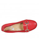 Woman's mocassin in red leather with accessory heel 2 - Available sizes:  32, 33, 34, 43, 44