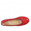 Woman's ballerina shoe in red leather with bow and captoe wedge heel 4 - Available sizes:  32, 33, 34