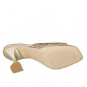 Mule avec strass en cristal pour femmes en cuir lamé platine talon 8 - Pointures disponibles:  32, 42