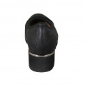Escarpin pour femmes avec semelle amovible et bout droit en cuir perforé noir talon compensé 4 - Pointures disponibles:  31, 42