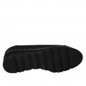 Escarpin pour femmes avec semelle amovible et bout droit en cuir perforé noir talon compensé 4 - Pointures disponibles:  31, 42