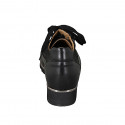 Woman's laced shoe with removable insole and zipper in black leather and printed suede wedge heel 3 - Available sizes:  31, 43, 44
