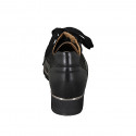 Zapato para mujer con plantilla extraible, cordones y cremallera en piel y gamuza imprimida negra cuña 3 - Tallas disponibles:  31, 33, 34, 42, 43, 44