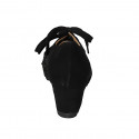 Chaussure à lacets avec semelle amovible pour femmes en daim noir perforé et imprimé talon compensé 6 - Pointures disponibles:  33, 34, 42, 43, 44