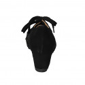 Chaussure à lacets avec semelle amovible pour femmes en daim noir perforé et imprimé talon compensé 6 - Pointures disponibles:  44