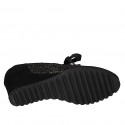 Chaussure à lacets avec semelle amovible pour femmes en daim noir perforé et imprimé talon compensé 6 - Pointures disponibles:  33, 34, 42, 43, 44