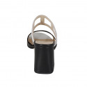 Woman's mules with squared holes in black and white leather heel 8 - Available sizes:  42, 43, 45