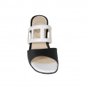 Woman's mules with squared holes in black and white leather heel 8 - Available sizes:  42, 43, 45