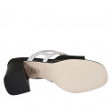 Woman's mules with squared holes in black and white leather heel 8 - Available sizes:  42, 43, 45