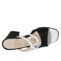 Woman's mules with squared holes in black and white leather heel 8 - Available sizes:  42, 43, 45