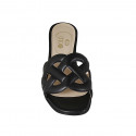 Woman's mule in black leather heel 6 - Available sizes:  44, 45