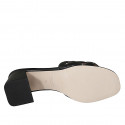 Woman's mule in black leather heel 6 - Available sizes:  44, 45