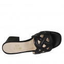 Woman's mule in black leather heel 6 - Available sizes:  44, 45